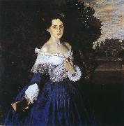 unknow artist Mrs. blue female portrait painter Nova oil painting on canvas
